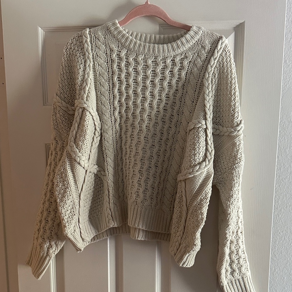 Neutral Ground Cozy Cream Cable Knit Sweater